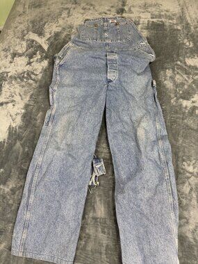 Vintage Dickies Mens Blue Denim Carpenter Bib Overalls 34x34